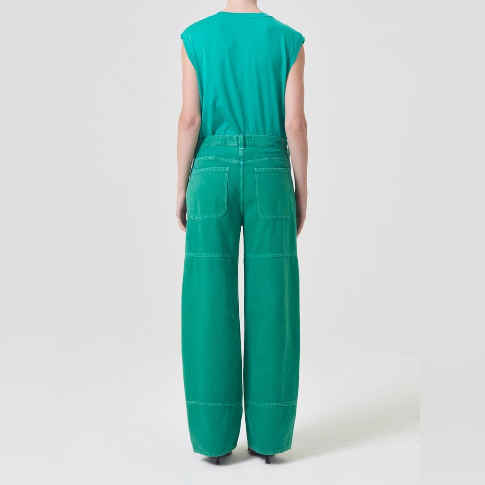 EXCELLENT AGOLDE TANIS UTILITY CARGO JEANS, AIR FRESHENER GREEN, SIZE 32 - Picture 3 of 14